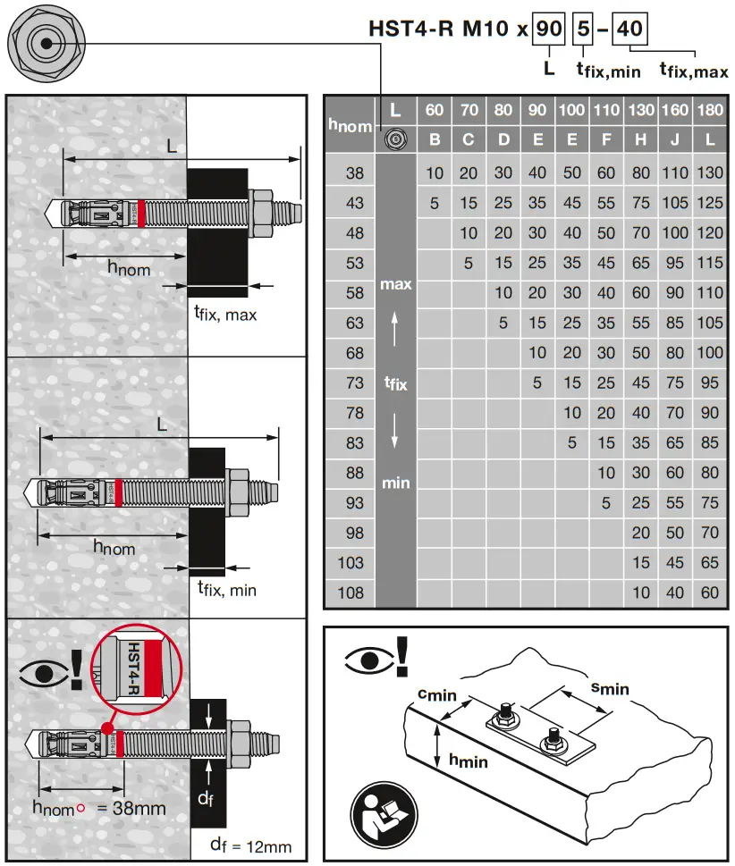 HILTI HST4 R (BW) M10 Wedge Anchor - Figure 1