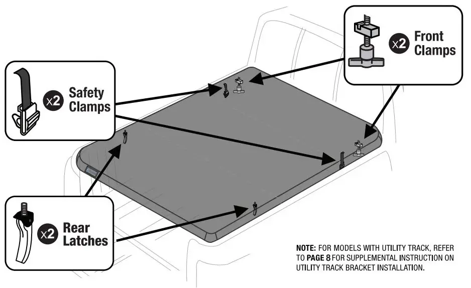 TYGER T3 Soft Tri-Fold Truck Bed Instruction Manual - Clamps & Latches