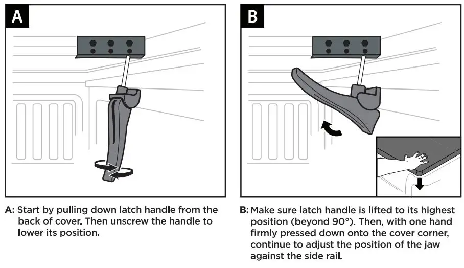 TYGER T3 Soft Tri-Fold Truck Bed Instruction Manual - Rear Latches Usage