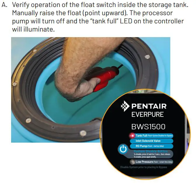 PENTAIR BWS1500 High Flow Reverse Osmosis (Ro) System With Tank Installation Guide - Check Tank Float Switch