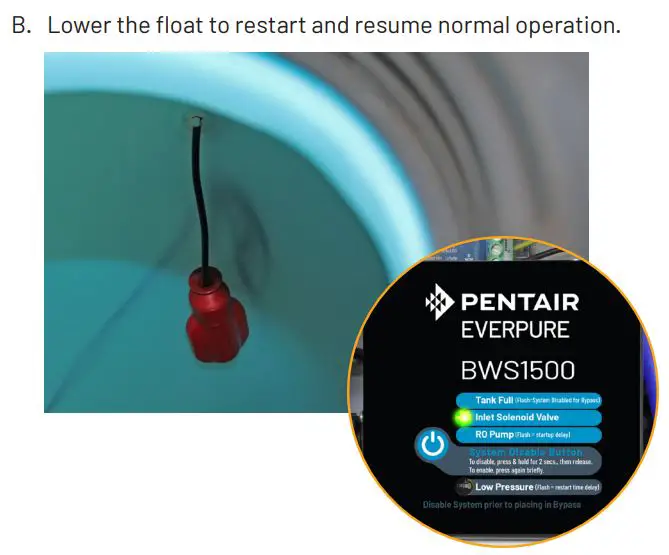 PENTAIR BWS1500 High Flow Reverse Osmosis (Ro) System With Tank Installation Guide - Check Tank Float Switch