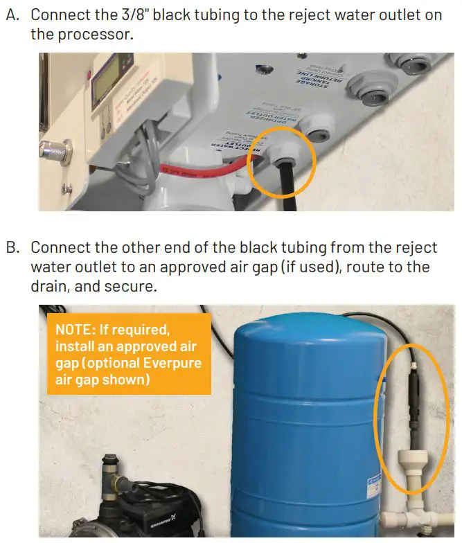 PENTAIR BWS1500 High Flow Reverse Osmosis (Ro) System With Tank Installation Guide - Make the Drain Connection