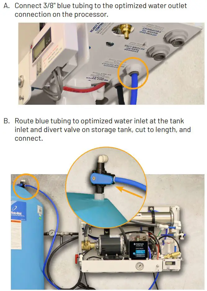 PENTAIR BWS1500 High Flow Reverse Osmosis (Ro) System With Tank Installation Guide - Make the Processor to Storage Tank Connection