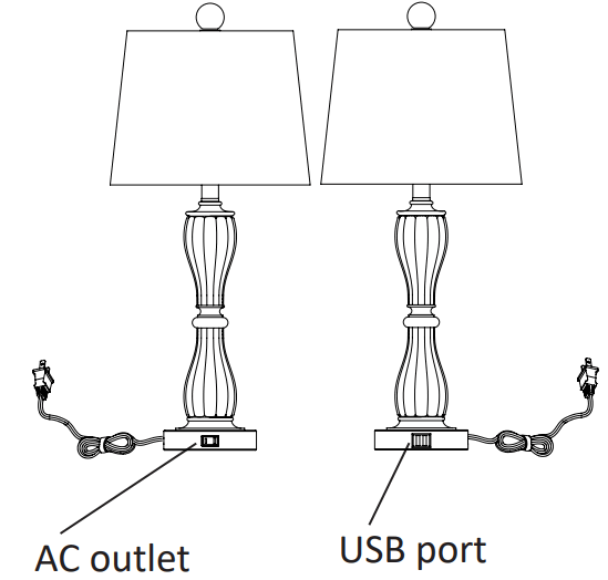 KAWOTI 21169 Table Lamp Set - USB port