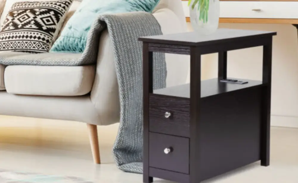 Jaxsunny Hg61y1138 Transitional End Table 2 Drawers Narrow Chair Side Table User Manual