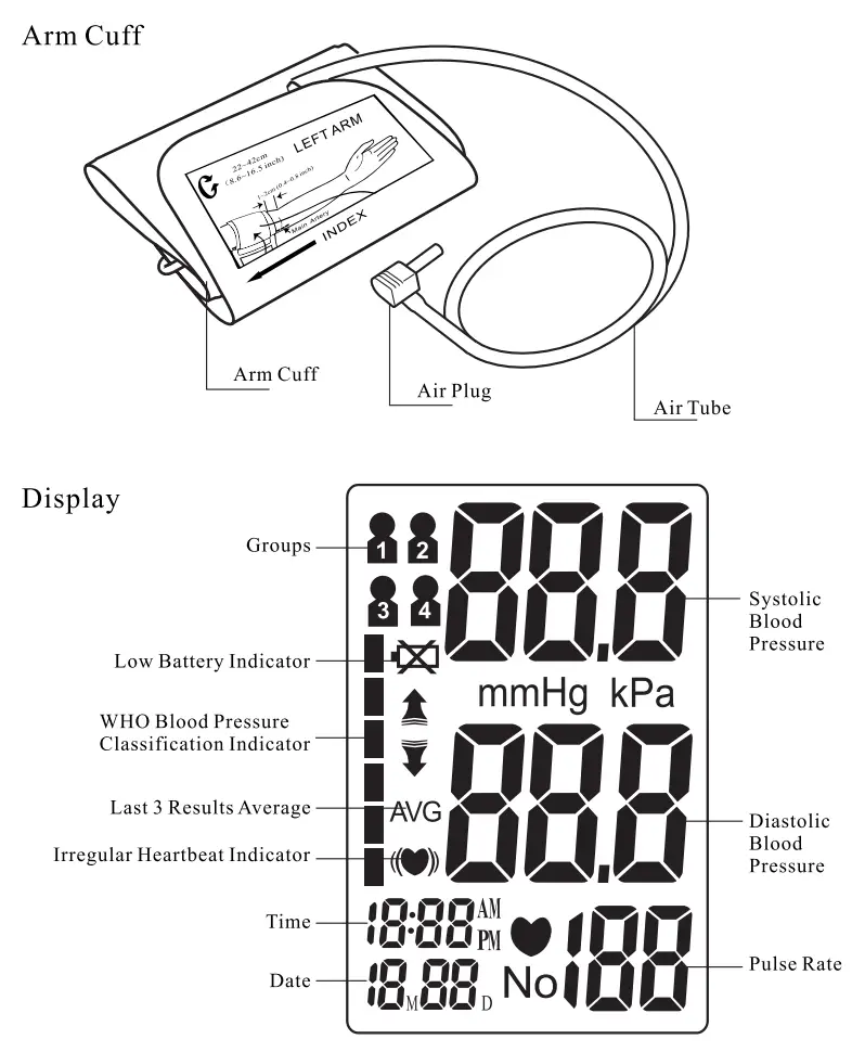 anko DBP 1358 Arm Type Fully Automatic Digital Blood Pressure Monitor - Arm Cuff