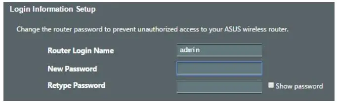 ASUS AX-1800 Wireless Dual Band WiFi 6 Router User Guide - Login information setup