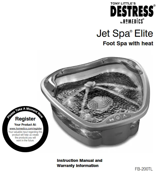 Homedics FB-200-TL DESTRESS Jet Spa Elite Foot Spa with Heat - Jet Spa