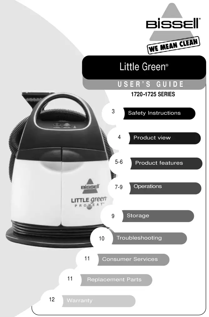 Bissell 1720-1725 Series Little Green User Guide