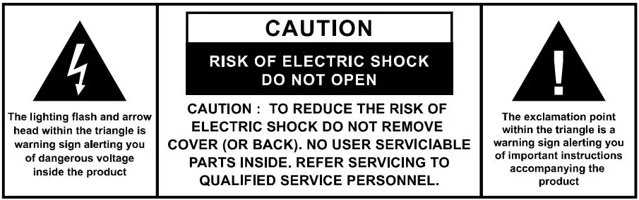 LENOXX BCD120 Bluetooth Turntable Instruction Manual - Warning or Caution icon