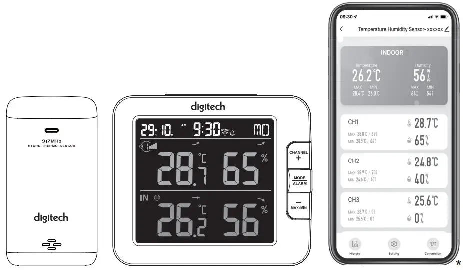 digitech XC0438 Smart Wi Fi Weather Station LCD Colour Display