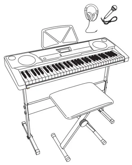 COSTWAY MU70009 61 Key Electronic Keyboard Piano with Lighted Keys and Bench