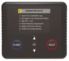 GRAINFATHER G40 G Series Brewing System Instruction Manual - connection setup screen