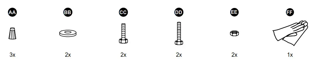 OVE Audley SUPPLIED HARDWARE LIST