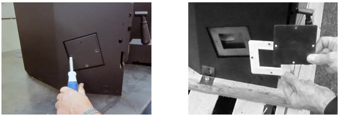 TRAVIS INDUSTRIES 94400952 Greenstart Igniter For Large Hybrid-Fyre Wood Insert - Remove the cover plate