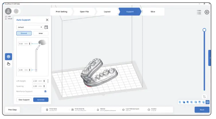 SHINING 3D AccuFab D1s Dental 3D Printer - supports