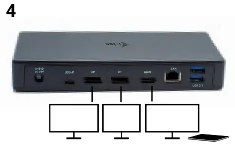 i tec C31TRIPLEDOCKPDPRO USB C Thunderbolt Triple Display Docking Station - DisplayPort 2