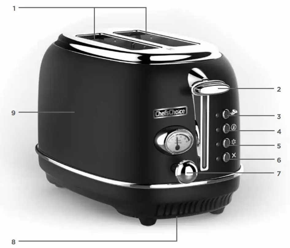 2-Slice Toaster, 900W, 5 Functions Parts List