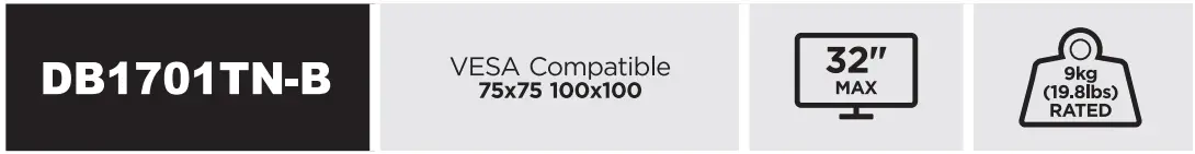 TOOQ DB1701TN-B Desk Stand for Screens 17 32 Inch - icon