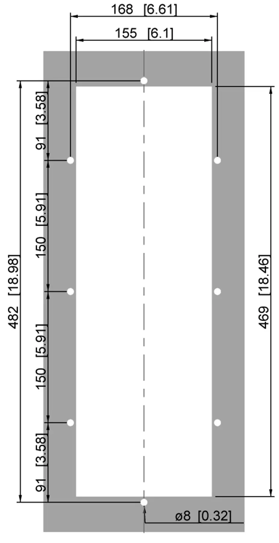 SEIFERT 3200305 24V 680 BTU Thermoelectric Cooler - Cut Out Dimension