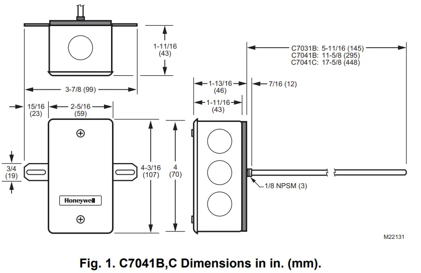 Honeywell C7031G 2000 Series Electronic Temperature Sensors - FIG2