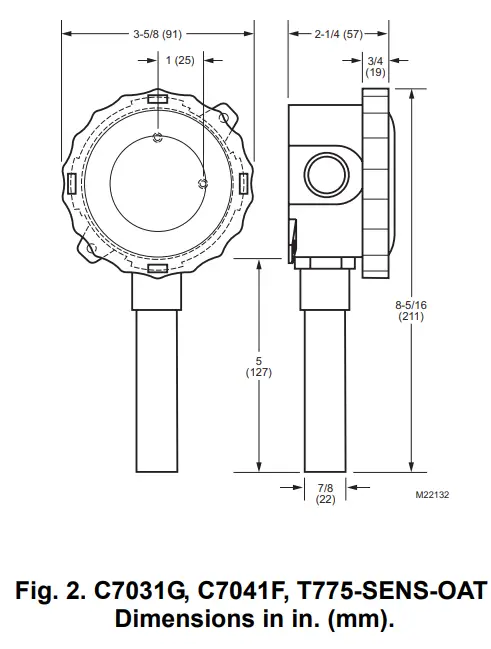 Honeywell C7031G 2000 Series Electronic Temperature Sensors - FIG3
