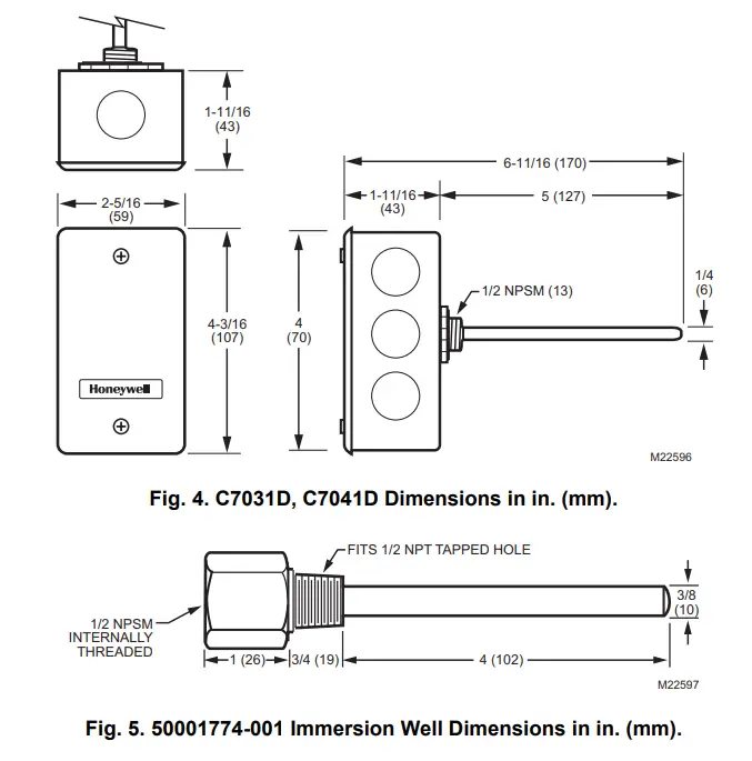 Honeywell C7031G 2000 Series Electronic Temperature Sensors - FIG5