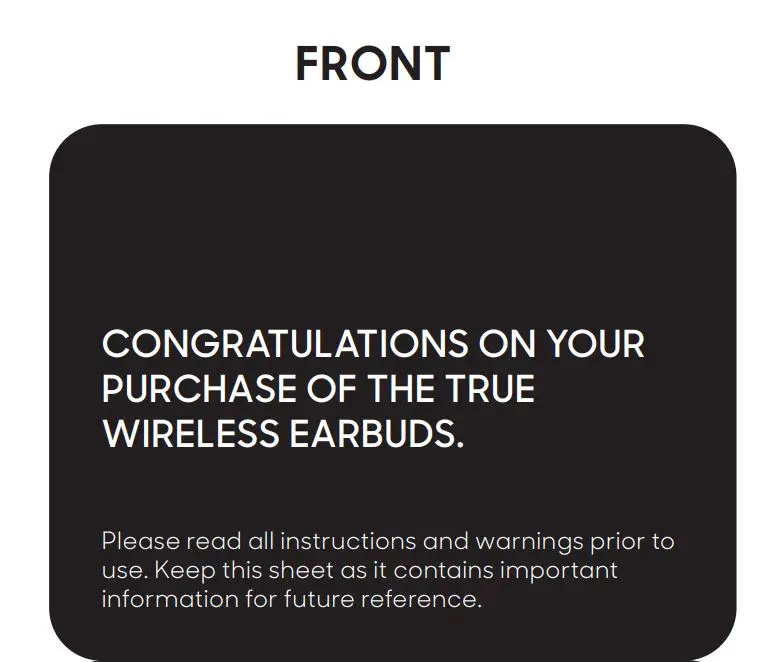 SHARPER IMAGE OOBE Wireless Earbuds User Guide