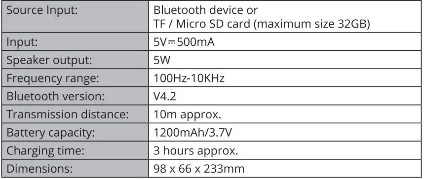 i-Star 90043PI Wireless Karaoke Microphone with Echo Effect User Guide - Specifications