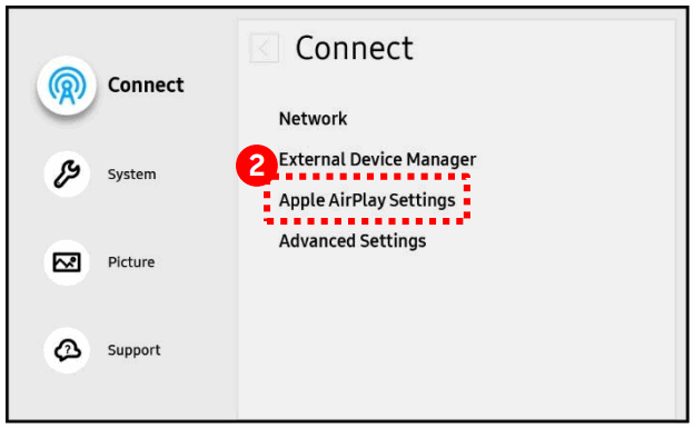SAMSUNG WMR Series Apple AirPlay 2 on Flip 2 - AirPlay is activated