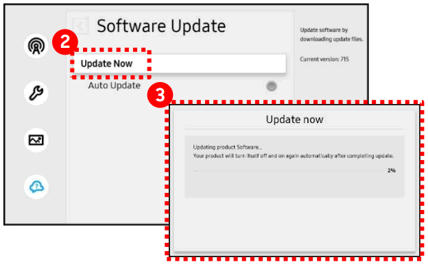 SAMSUNG WMR Series Apple AirPlay 2 on Flip 2 - Update Now button