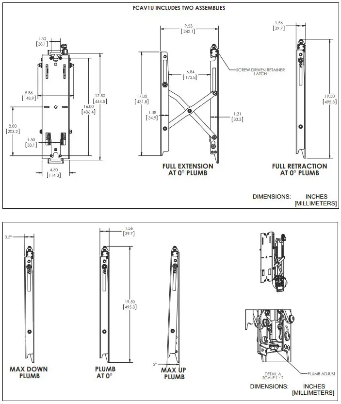 CHIEF Fusion Pull-Out Accessory - Dimensions 1