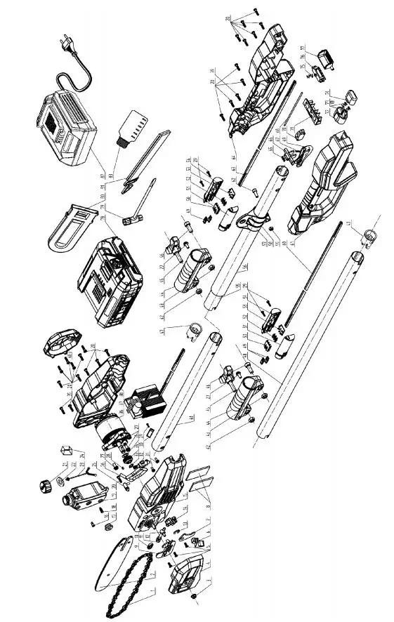 DR Power Pulse 62v Pole Saw - Schematic – PULSE 62V POLE SAW