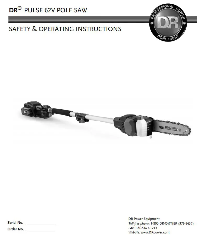 DR Power Pulse 62v Pole Saw
