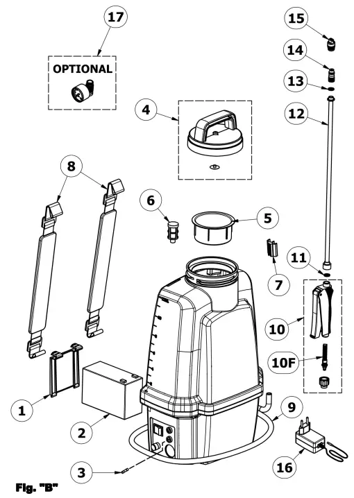 VOLPI V Black Elektron Shoulder Electric Sprayer - FIG B