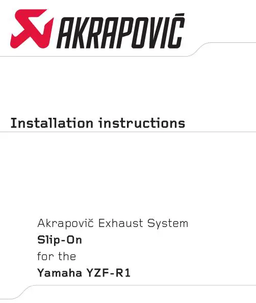 AKRAPOVIC Akrapovič Exhaust System Instruction Manual