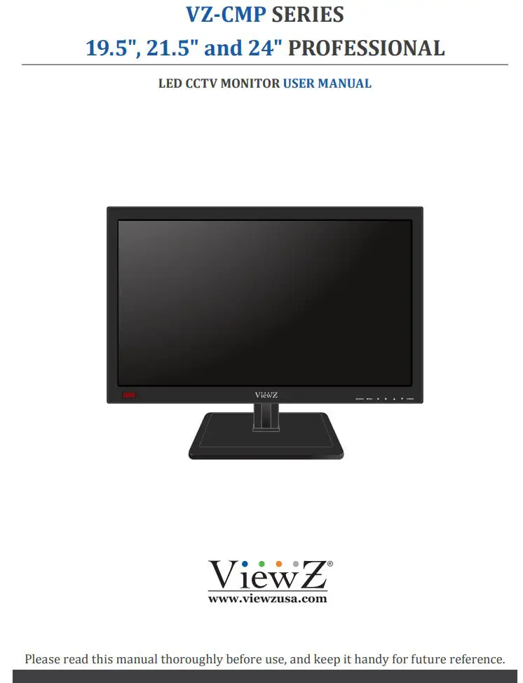 ViewZ Led Cctv Monitor User Manual