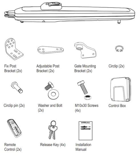 LiftMaster LA250EVK Double Swing Gate Opener Kit - fig 3