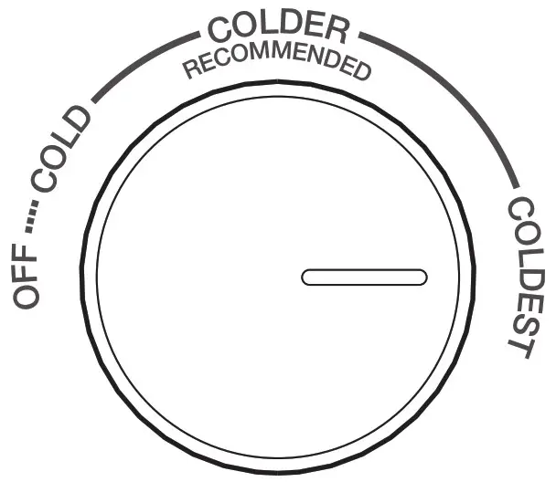 Danby DBMF100B1WDB 10 Cu ft Bottom Mount Refrigerator - REFRIGERATOR TEMPERATURE SELECTION