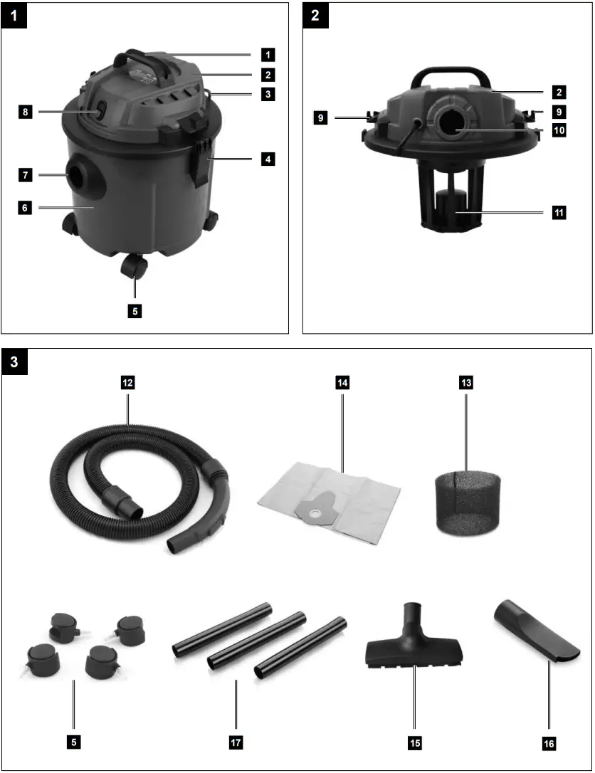 scheppach NTS16 Wet and Dry Vacuum Cleaner - Overview