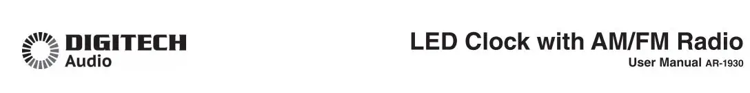 DIGITECH LED Clock with AM FM Radio User Manual