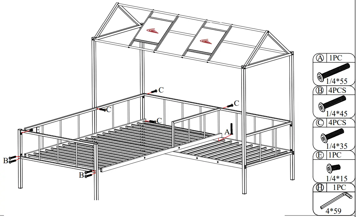 thdstatic FU336T HOUSE BED Box Spring Needed - Patts Lis 21