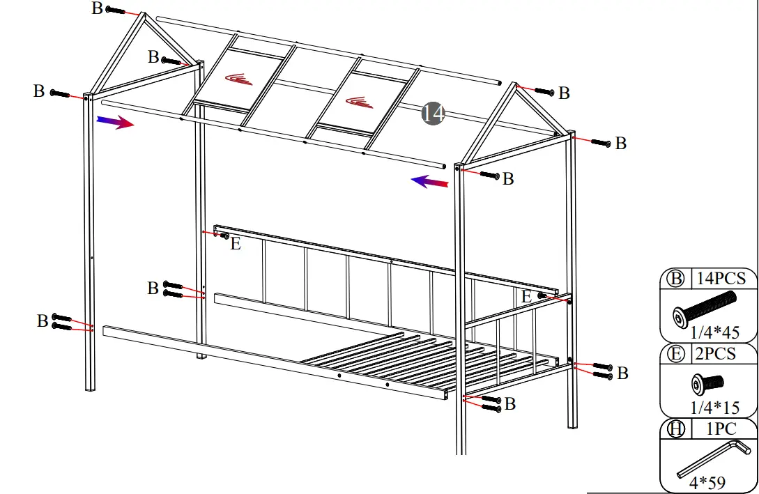 thdstatic FU336T HOUSE BED Box Spring Needed - Patts List 7