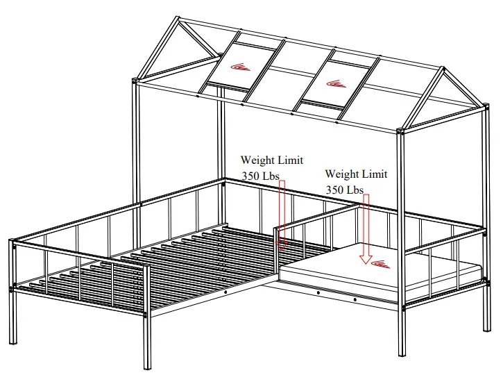 thdstatic FU336T HOUSE BED Box Spring Needed
