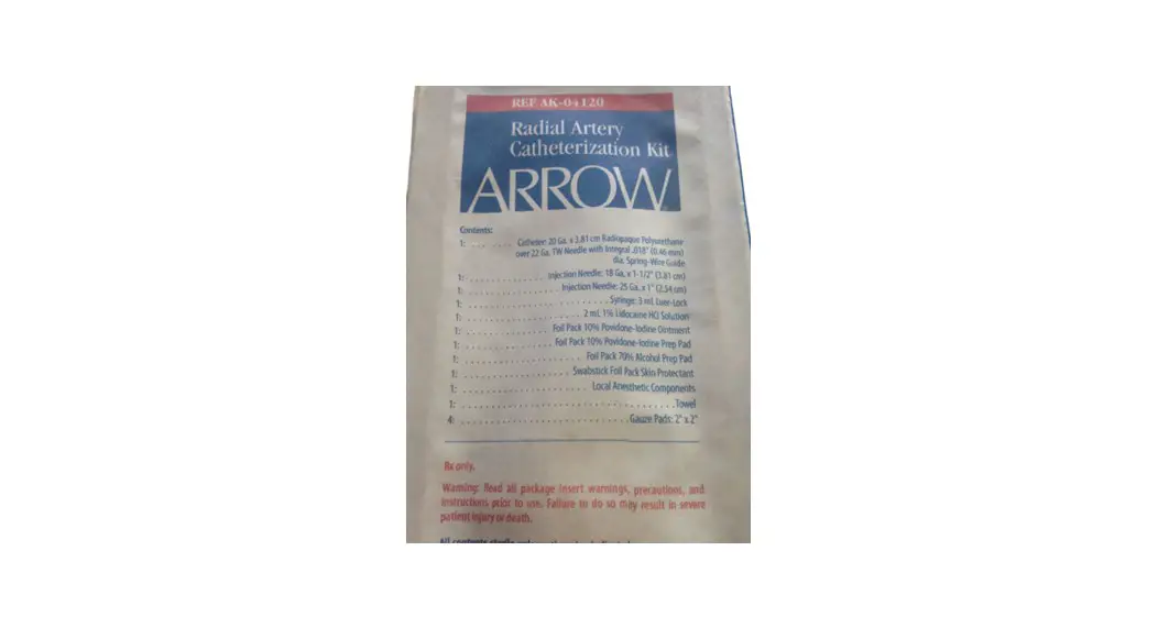 Arrow Ak-04120 Radial Artery Catheterization User Manual