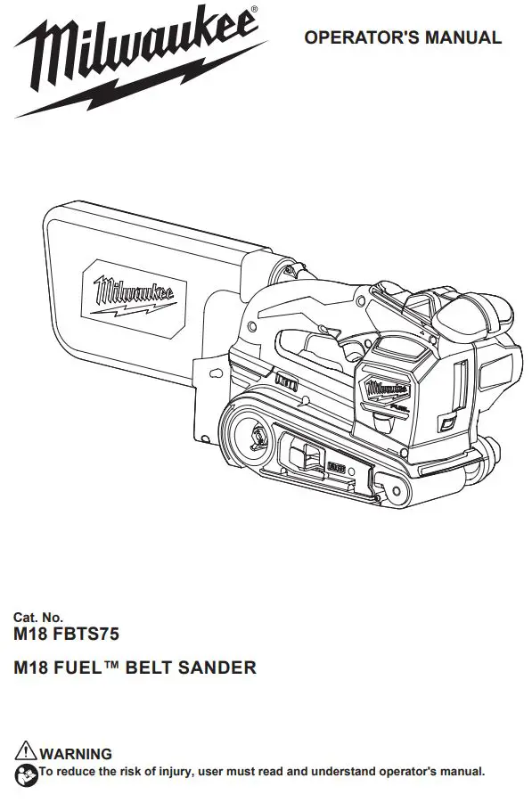 milwaukee FBTS75 M18 Fuel Belt Sander Owner's Manual