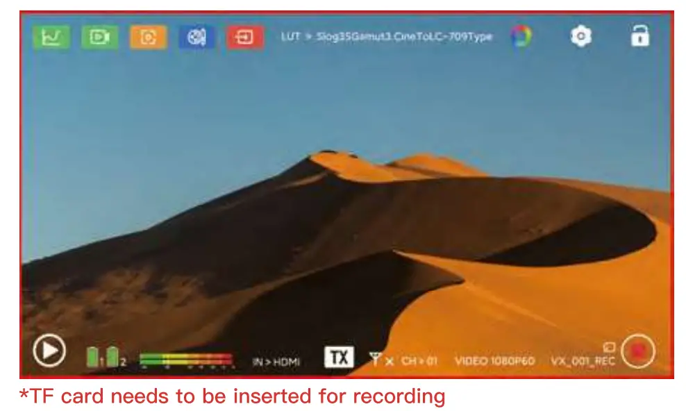 Atom A5 5.5 Inch Wireless RX or TX Monitor Display Interface Overview
