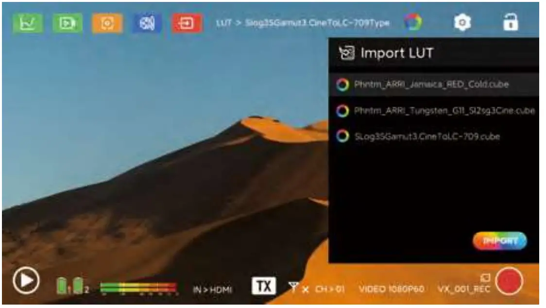 Atom A5 5.5 Inch Wireless RX or TX Monitor Display Interface Overview