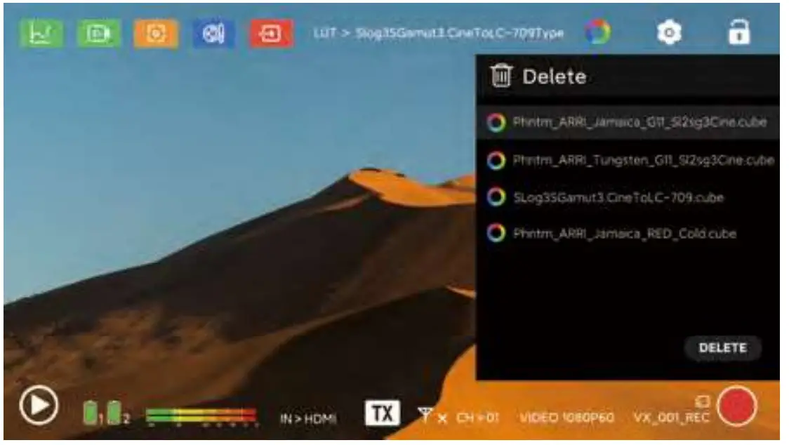 Atom A5 5.5 Inch Wireless RX or TX Monitor Display Interface Overview