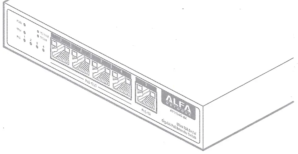 ALFA APS104G EX Gigabit PoE Extender Switch -
